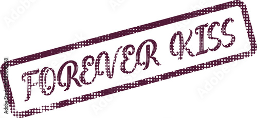 A distressed purple ink stamp displaying the words Forever Kiss for romantic themes