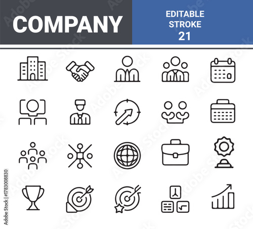 House and building icon set,Business buildings, linear style icons set. Multistory building with windows