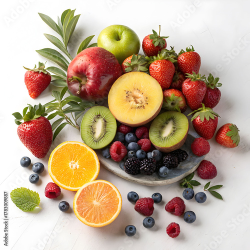 an artful arrangement of fruits