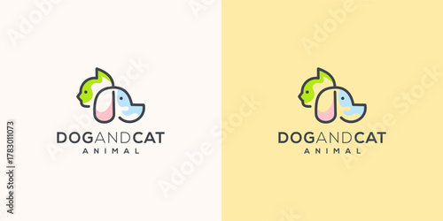 Minimalist Dog and Cat Pet Care Logo