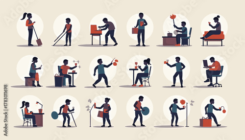 Business people collection vector icon set team illustration