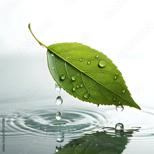 single leaf floating on calm water