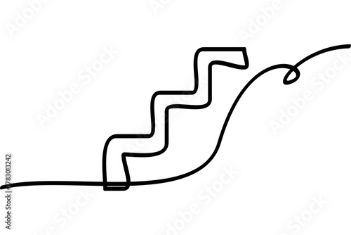 Illustration of a staircase with a continuous line design. An interesting abstract line design.