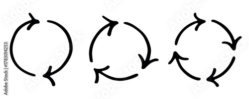 Set of hand drawn recycle arrow icon Recycling resources symbol Reuse of materials, zero waste, green environment, saving the planet