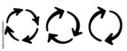 Set of hand drawn recycle arrow icon Recycling resources symbol Reuse of materials, zero waste, green environment, saving the planet