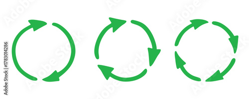 Set of hand drawn recycle arrow icon Recycling resources symbol Reuse of materials, zero waste, green environment, saving the planet