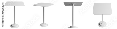 3d Render of White square cafe table isolated on transparent background