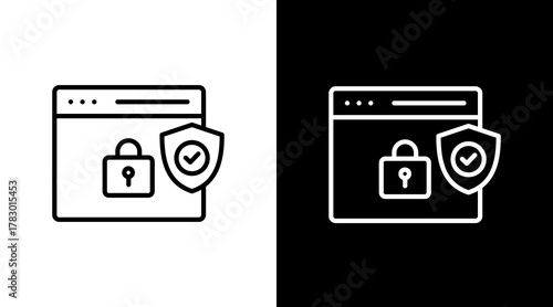 Double Protection White Icon Set Design