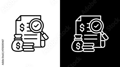 Assessment Diligence White Icon Set Design