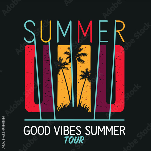 Summer Good Vibes Retro Typography T-Shirt Design