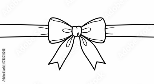 Simple Hand-Drawn Sketch of a Classic Decorative Bow and Ribbon Outline Illustration