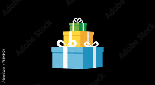 Stacked Colorful Gift Boxes with Ribbons for Celebration and Special Occasions