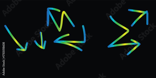 Colorful abstract arrows on black background