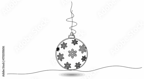 Elegant Hand-Drawn Holiday Bauble with Winter Snowflake Design