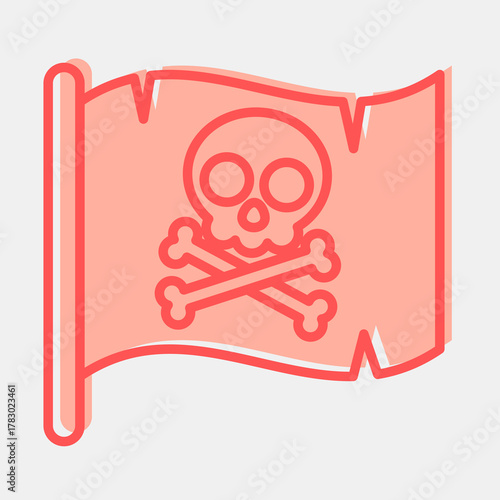 Icon pirate flag. Pirates theme elements. Icon in two tone style.