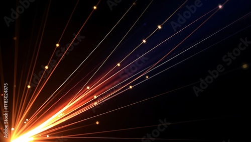 conductance. Light transmission through a fiber optic bundle creating a bright focal point with geometric patterns on a dark background. product launch decks.