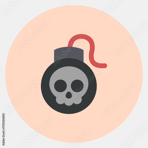 Icon bomb. Pirates theme elements. Icon in color mate style.