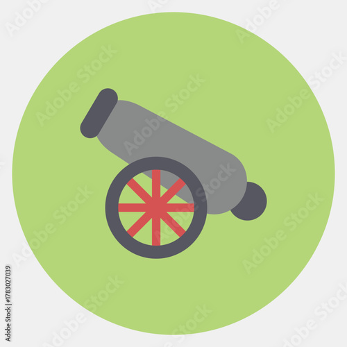 Icon cannon. Pirates theme elements. Icon in color mate style.