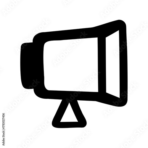 Stylized black and white monitor icon for computer or informational display