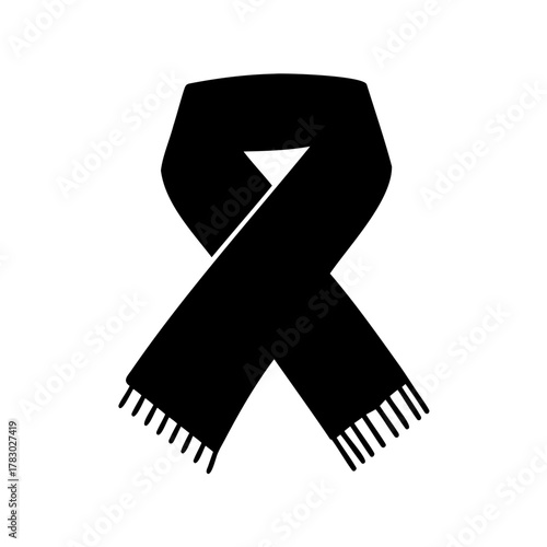 Elegant Black Scarf Draped in an Artistic Arrangement on a White Background