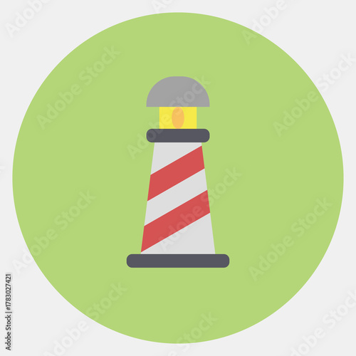 Icon light house. Pirates theme elements. Icon in color mate style.
