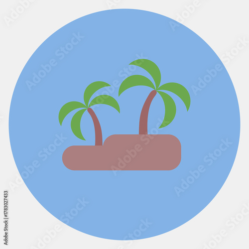 Icon island. Pirates theme elements. Icon in color mate style.