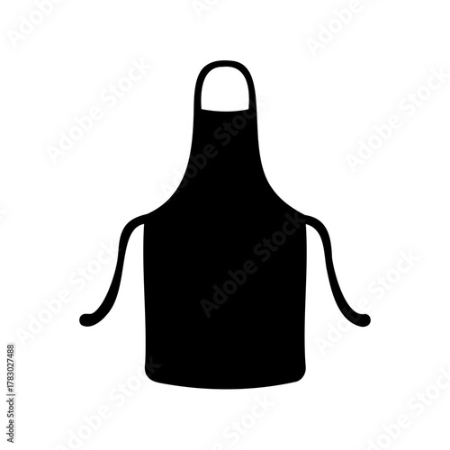 Solid Black Apron Isolated on White Background, Ideal for Cooking or Crafts