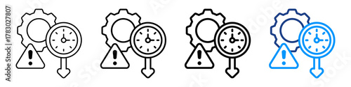 Downtime Reduction Icon Different Style Outline Collection Set.