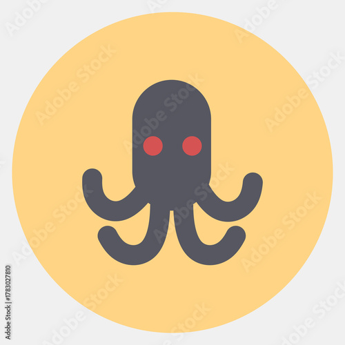 Icon octopus. Pirates theme elements. Icon in color mate style.