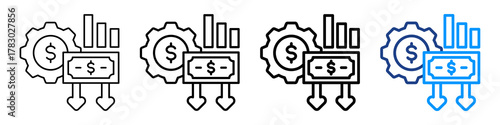 Cost Reduction Icon Different Style Outline Collection Set.
