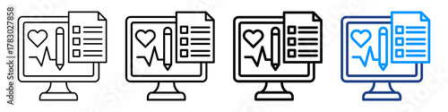 Machine Health Assessment Icon Different Style Outline Collection Set.