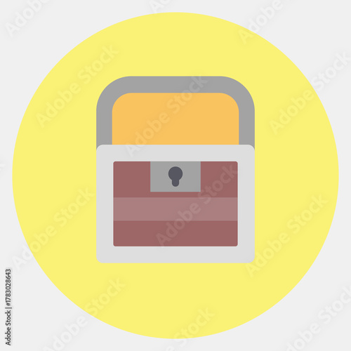 Icon treasure chest. Pirates theme elements. Icon in color mate style.