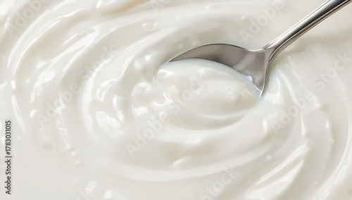 Delicious creamy yogurt swirl kitchen background food closeup culinary art
