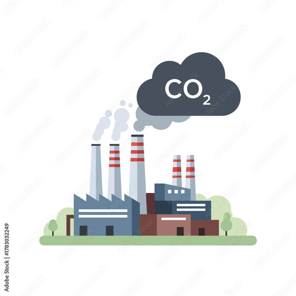 Obraz premium Factory with CO2 Emission