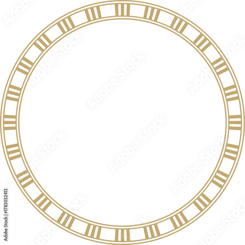 Vector round golden Egyptian ornament. Endless circle border, ancient Egypt frame.