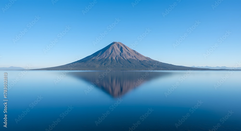 Fototapeta premium Ha Long Bay, Vietnam Mount Haruna reflection on serene water surface under clear sky