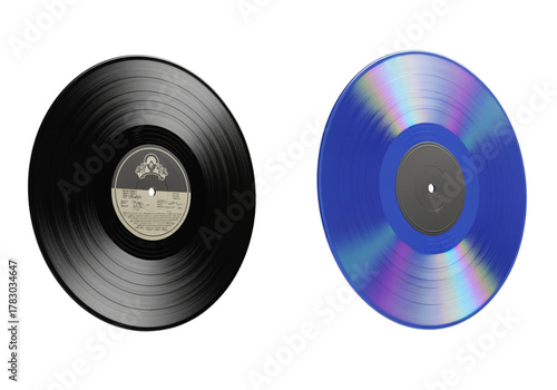3D vinyl record duo isolated on transparent background