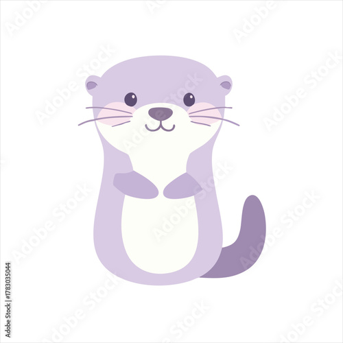 Cute purple otter surrounded by hearts