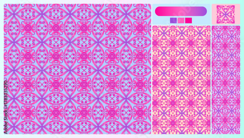 Vibrant Pink Purple Gradient Geometric Seamless Pattern