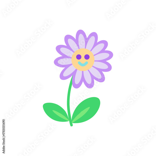 Lavender and Mint Green Flowers Dancing Cute Dais Vector Illustration