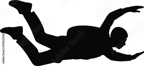 Skydiver Freefalling Silhouette Against Transparent Background