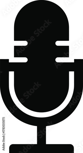 Studio Microphone Icon Black Silhouette Recording Device Audio Equipment Design Element