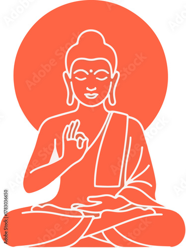 Minimalist Buddha meditating in lotus pose, spiritual enlightenment icon, calm and peaceful silhouette