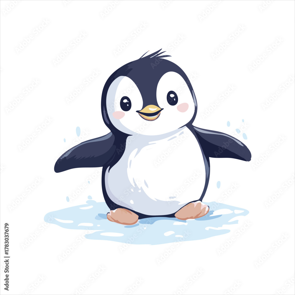 Obraz premium Cute penguin on ice