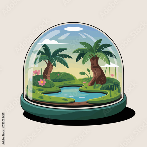 Tropical Paradise Terrarium Scene