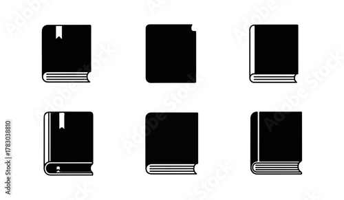Book illustrations collection black background vector