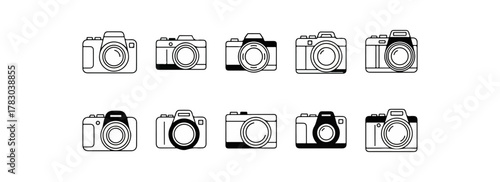 Camera icons graphic elements photography equipment illustration