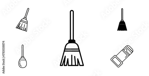 Cleanliness and maintenance symbols vector illustrations on black background