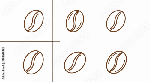 Coffee bean outlines on white background