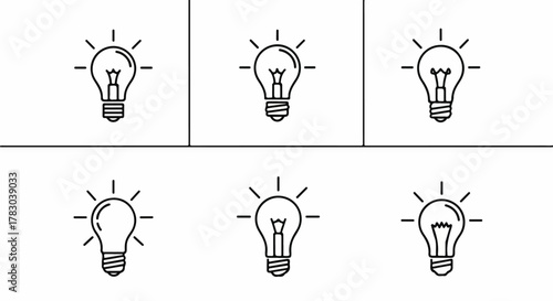 Illustrated light bulbs for conceptual innovation and creative ideas